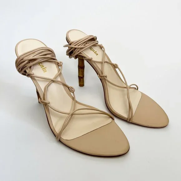 Cult Gaia Soleil Lace Up Leather High Heel Stiletto Sandals Sexy Wedding Guest - Picture 7 of 16